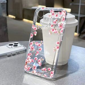 iPhone 11 케이스 용 꽃 케이스 iPhone 15 12 13 14 16 Pro Max X XR XS Max 14 15 Plus 16Pro iPhone16 투명 충격 방지 커버 Funda