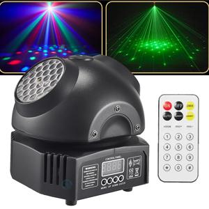 새로운 미니 파티 조명 36W 다채로운 LED 디스코 볼 빔 레이저 이동 헤드 라이트 원격 제어 DMX512 Dj 바 Nightclu 쇼