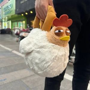 모피 치킨 플러시 가방 추악한 암탉 모양 핸드백 재미 있은 카와이 치킨 펜던트 키 체인 인형 가방 지갑 여성을위한 생일 선물