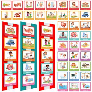 60 Pcs 시각적 일정 시각적 벽 플래너 어린이를위한 일일 일정 차트 일일 시각적 일정 카드 Chore Chart 학습 자료