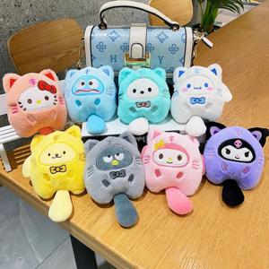 Sanrio 헬로 키티 멜로디 Cinnamoroll 봉제 인형 키 체인 Pochacco 귀여운 열쇠 고리 만화 플러시 가방 펜던트 선물 키즈 완구