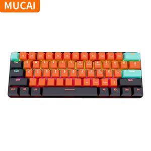 MUCAI MKA610 USB 미니 기계식 게이밍 유선 키보드, 레드 스위치, 61 키 게이머, 컴퓨터 PC 노트북 분리형 케이블