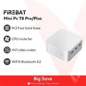 FIREBAT T8 Pro Plus 미니 PC Intel Celeron N5095 N100 데스크탑 게임용 컴퓨터 8GB 16GB 256GB 512GB DDR4 DDR5 WIFI5 BT4.2