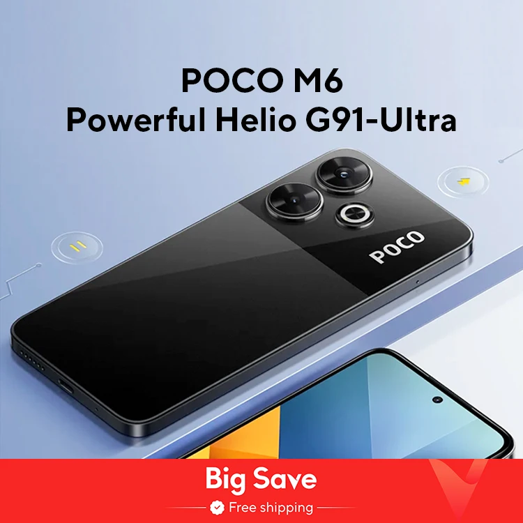 POCO M6 글로벌 버전 스마트폰, MediaTek Helio G91 울트라 6.79 인치 90Hz 디스플레이, 33W 고속 충전, 5030mAh 108MP NFC, 128GB, 256GB