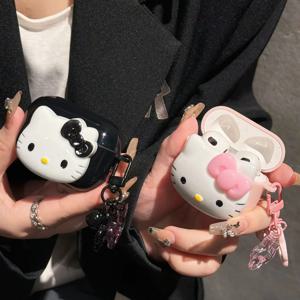귀여운 만화 산리오 헬로 키티 이어폰 보호 케이스 AirPods 1 2 3 AirPods 4 Pro 및 Pro2 휴대가 편리함