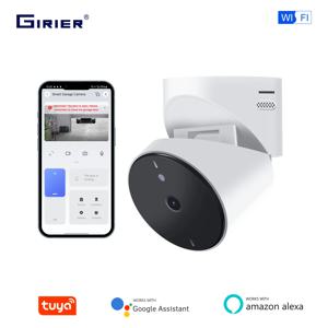 GIRIER 스마트 WiFi 차고 문 오프너(카메라 모니터 포함) 1080P 스마트 차고 카메라 지원 Alexa Hey Google과 양방향 대화 작업