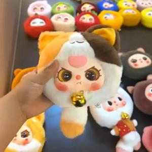 재고 있음 아기 3 세 행운의 고양이 지퍼 가방 블라인드 박스 유행 펜던트 봉제 인형 크리 에이 티브 귀여운 신비한 상자 선물