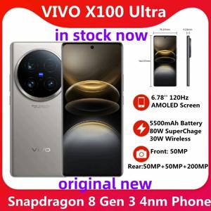 Vivo X100 울트라 5G 스마트폰, 6.78 인치 120Hz 스냅드래곤 8 세대 3 옥타 코어, 5500mAh 배터리, 80W 충전기, 50MP 후면 카메라, 30W 무선