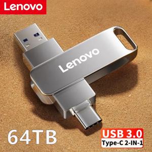 레노버 64TB USB 메모리 타입-C 2-in-1 USB 3.0 플래시 드라이브 8TB 16TB OTG 펜드라이브 128GB 고속 플래시 디스크 256GB 컴퓨터용