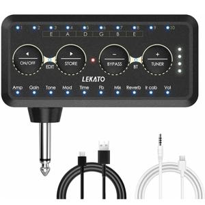 Lekato 기타 플러그 앰프 Pa-1 헤드폰 미니 앰프 스피커 콤보 앰프, 어쿠스틱 일렉트릭 베이스 사운드 페달 보드 딜레이 H8