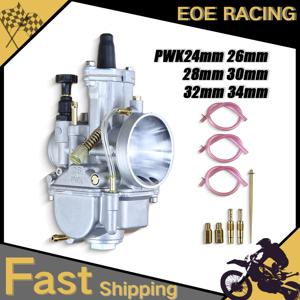 Keihin KOSO PWK 24 26 28 30 32 34mm 2T 4T ATV ​​쿼드 고 카트 먼지 자전거 스쿠터 50-250cc 용 무료 제트가있는 오토바이 기화기