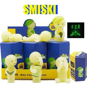 새로운 뜨거운 Smiski 작업자 시리즈 야광운 녹색 인형 블라인드 박스 귀여운 서프라이즈 크리 에이 티브 나이트 라이트 인형 장식 크리스마스 선물 모델