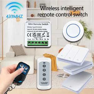 RF 433MHz 스마트 스위치 16A 램프 릴레이 수신기 양방향 원격 제어 1/2/3 갱 벽 스위치 라운드 패널 미니 송신기 DIY 홈