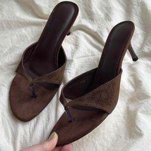 여름 여성 클립 발가락 하이힐 슬리퍼 패션 드레스 슬라이드 숙녀 야외 저녁 파티 Sandalias