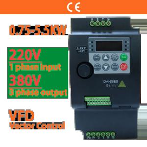 380V 또는 220V VFD 가변 주파수 드라이브 벡터 제어 변환기 인버터, 0.75/1.5/2.2/3.7/4/5.5 kw 모터 속도 컨트롤러