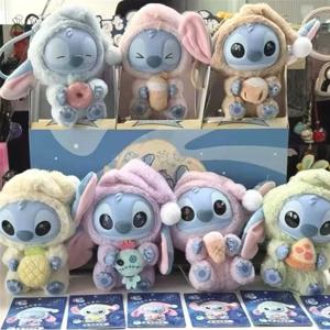 HOT!kawaii 스티치 블라인드 박스 백 잠자기 전에 무엇이든 먹어 시리즈 비닐 펜던트 귀여운 인형 미스터리 박스 푹신한 인형 깜짝 선물