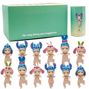 12PCS 써니 엔젤 블라인드 박스 6 스타일 스티치 애니메이션 피규어 카와이 엔젤 블라인드 박스 전화 장식 PVC 컬렉션 인형 장난감 선물
