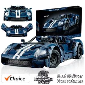 기술 2022 블루 GT 42154 성인용 레이스 카 모델 키트 MOC 빌드 소장품 세트 1:12 스케일 Supercar DIY 장난감 생일 선물