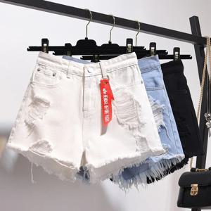 1pcs 여름 여성 데님 반바지 패션 캐주얼 높은 허리 청바지 여성 포켓 술 핫 바지 레이디 streetwear 짧은 바지