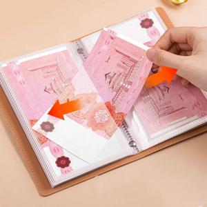 PU 가죽 저축 바인더 휴대용 리필 가능 플래너 오거나이저 행운 저축 핸드북 예산 바인더