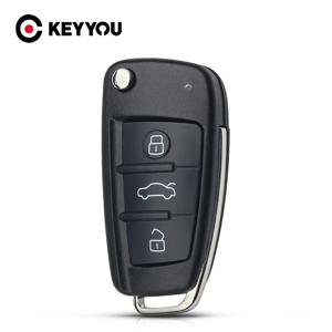KEYYOU 교체 접이식 플립 원격 자동차 키 쉘 케이스 3 버튼 케이스 AUDI No Blade