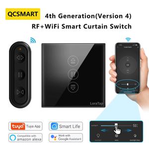 QCSMART Tuya 4세대 블랙 커튼 스위치 및 Google 홈 Alexa Smart Life를 통한 롤러 셔터 블라인드 제어용 리모컨