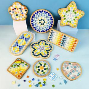 대나무 모자이크 DIY 컵 받침 컵 매트 플레이스 매트 모자이크 크리스탈 공예 도구 키트 어린이 선물을위한 수제 크리 에이 티브 재료