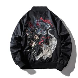 자수 남성 폭격기 재킷 드래곤 타이거 가을 겨울 파일럿 재킷 남성 힙합 일본 야구 청소년 재킷 streetwear 남성