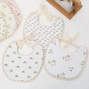 모슬린 코튼 베이비 보이즈 소녀 Bibs 양면 꽃 무지개 인쇄 타액 수건 유아 먹이 Burp Cloth Kids 조절 가능한 스카프