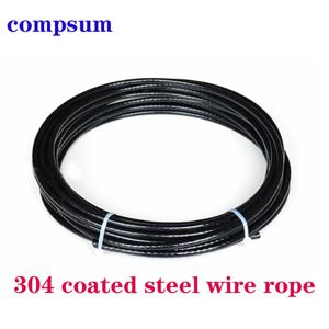 304 스테인레스 스틸 검정색 플라스틱 코팅 강철 와이어 로프 0.5mm 0.6mm 0.8mm 1mm