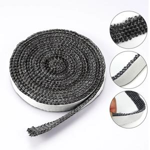 2/3m 10/15mm 로그 버너 스토브 로프 내화성 자체 접착 유리 섬유 벽난로 도어 씰링 교체 가스켓 테이프 화재 로프