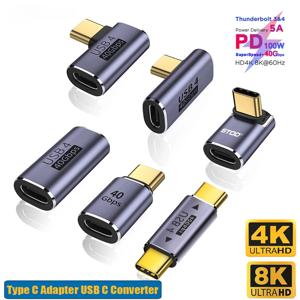90도 USB C 변환기 Thunderbolt 유형 C 어댑터 여성-남성 직각 팔꿈치 USBC 이어폰 오디오 데이터 충전 익스텐더