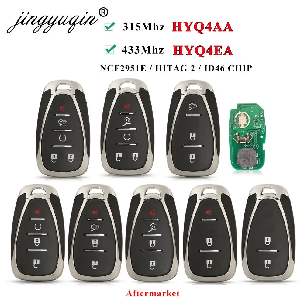 Jingyuqin 315/433MHz HYQ4AA/EA Chevrolet Volt Blazer Traverse Camaro Cruze Malibu Sonic Equinox Spark 용 스마트 원격 자동차 키