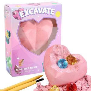 어린이용 고고학 보석 발굴, DIY 수제 보물 화석 발굴, 심장 교육 장난감