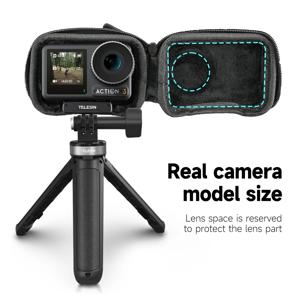 Dji Osmo Action 4 용 TELESIN 미니 보관 보호 가방 Action 3 액세서리 용 브러시 하프 오픈 퀵 릴리스 운반 케이스