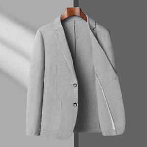 남성용 아이스 실크 블레이저, 신축성 있는 얇은 바람막이, 클래식 단색, 캐주얼 비즈니스 세트 재킷, 사무실 소셜 코트, 2024 여름