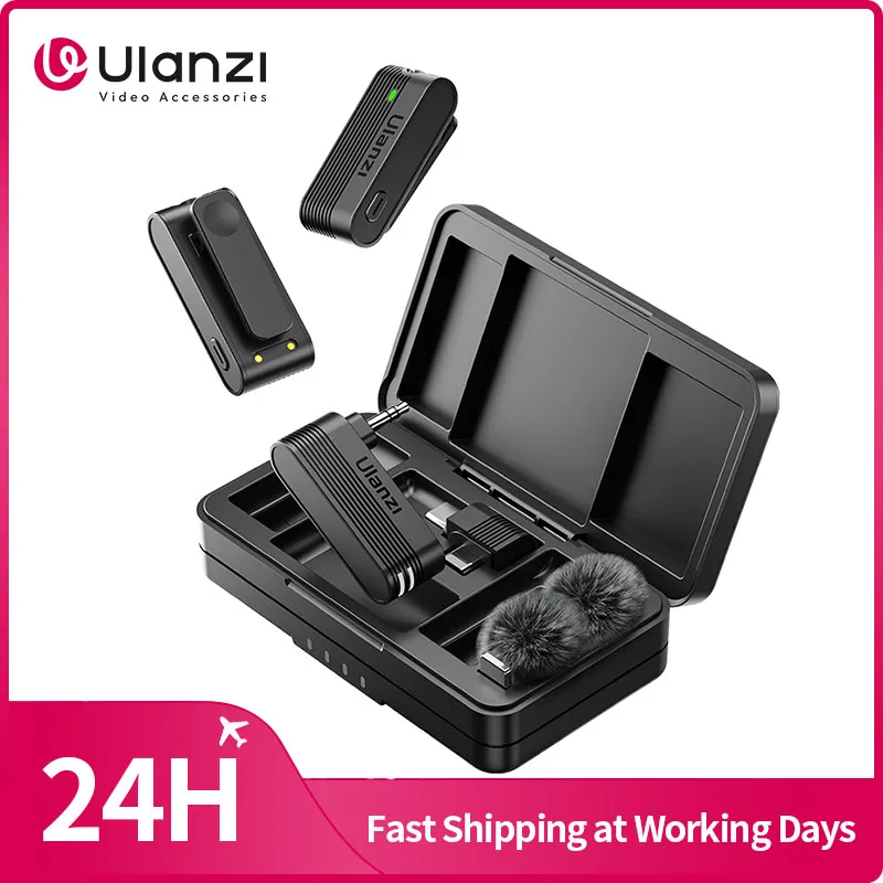 Ulanzi A100 무선 마이크 Lavalier MIC for iPhone 16 15 Pro(Max) 카메라 사운드 녹음 실시간 모니터링 J12 업그레이드