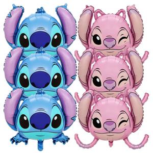 6Pcs 디즈니 스티치 풍선 세트 소년 소녀 생일 파티 장식 알루미늄 필름 글로브 베이비 샤워 DIY 파티 장식 용품