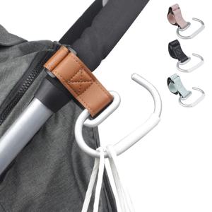 2Pcs 가죽 카트 후크 아기 유모차 후크 360 회전 다기능 가죽 후크 가방 유모차 액세서리