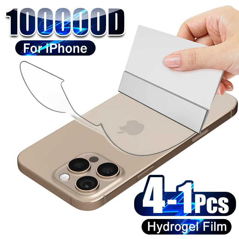 4-1Pcs iPhone 16 15 Pro Max 13 14 12 11 XS XR 7 8 Plus 소프트 클리어 스크린 프로텍터 전화 액세서리 용 백 하이드로 겔 필름