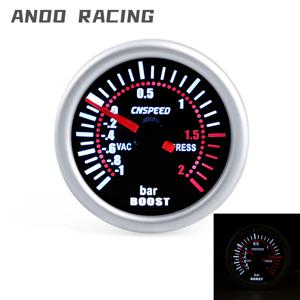 자동차 흰색 LED 스모크 렌즈 부스트 터보 미터 BAR -1~2 BAR 2인치 52mm 부스트 게이지 (감지기 포함) 가솔린 레이싱카 12V용