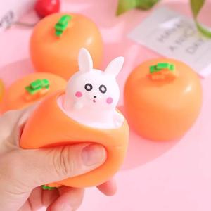 2pcs Squishy 당근 토끼 Squeeze 텔레스코픽 장난감 어린이 어린이 무 토끼 컵 핀치 음악 장난감 크리 에이 티브 스트레스 릴리프 선물