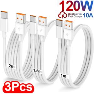 삼성 샤오미 화웨이용 고속 데이터 전송 와이어 코드, 고속 충전 케이블, USB A to C 타입, 120W 10A, 3 개, 1 개