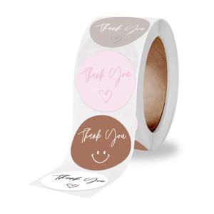 500PCs/Roll 감사 스티커 방수 라벨 포장 라벨 비즈니스 스티커 씰링 테이프 귀여운 스티커 미적 스티커
