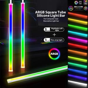 COOLCIRC 40cm LED 스트립 마그네틱 컴퓨터 라이트 바 5V/3PIN ARGB 마더 보드 라이트 스트립 다채로운 분위기 PC 용 DIY 램프 바