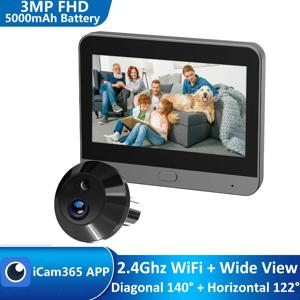 iCam365 APP 스마트 3MP 디지털 틈 구멍 2.4Ghz WiFi 940NM 야간 투시경 PIR 디지털 뷰어 도어 카메라 Peepholecam for Apartment