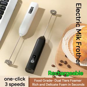 전기 우유 Frother USB 충전식 휴대용 계란 비터 3 속도 폼 메이커 믹서 커피 음료 Frothing Wand Foamer Kitchen