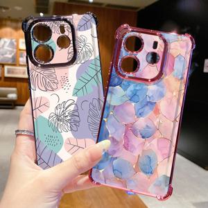 Xiaomi Redmi Note 14 13 Pro 5G 12S 4G 12 13C 럭셔리 리프 클리어 도금 케이스 안티 드롭 커버