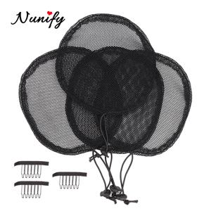 Nunify 1-5 개/몫 헤어 롤빵 만들기 재료 포니 테일 만들기 그물 탄성 헤어 네트 헤어 롤빵 Guleless Hairnet 가발 라이너로 만들기