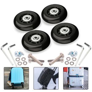 수하물 가방 교체 바퀴 OD 36-50mm 차축 디럭스 블랙 나사 포함 18-26 인치 가방 회전 캐스터에 적합
